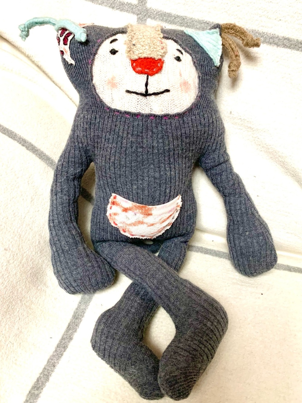 Wool oh wool! Smoky cat upcycled sweater handmade stuffy animal